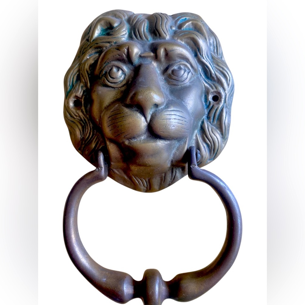 Vintage Bronze Lion Head Door Knocker. CC